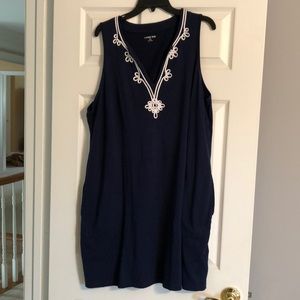 Navy/white cotton sundress/cover up with pockets